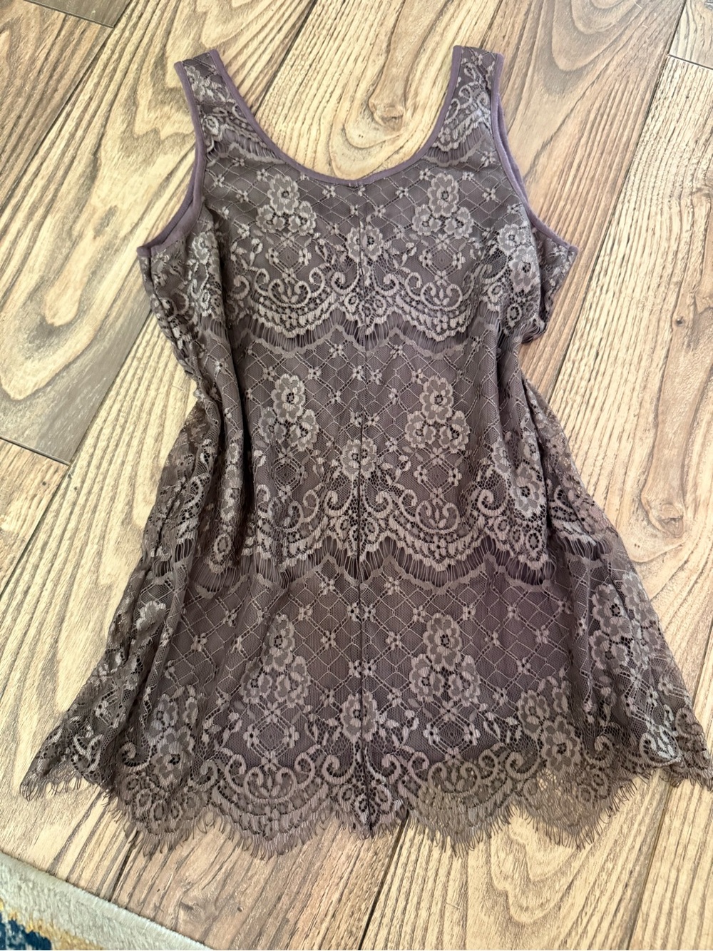 Maurices Lace Overlay Scoop Neck Tank - Brown - Picture 8 of 9